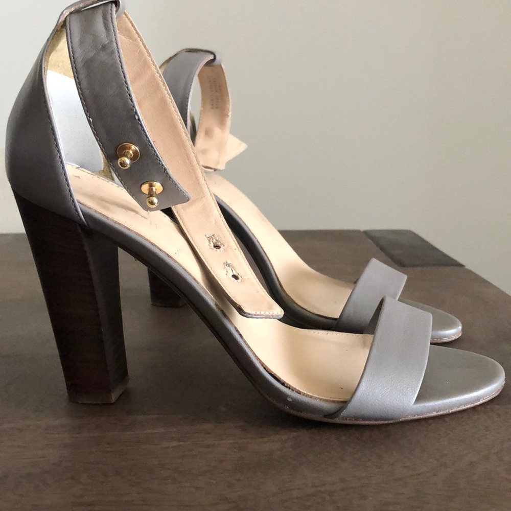 Grey ankle strap sandals